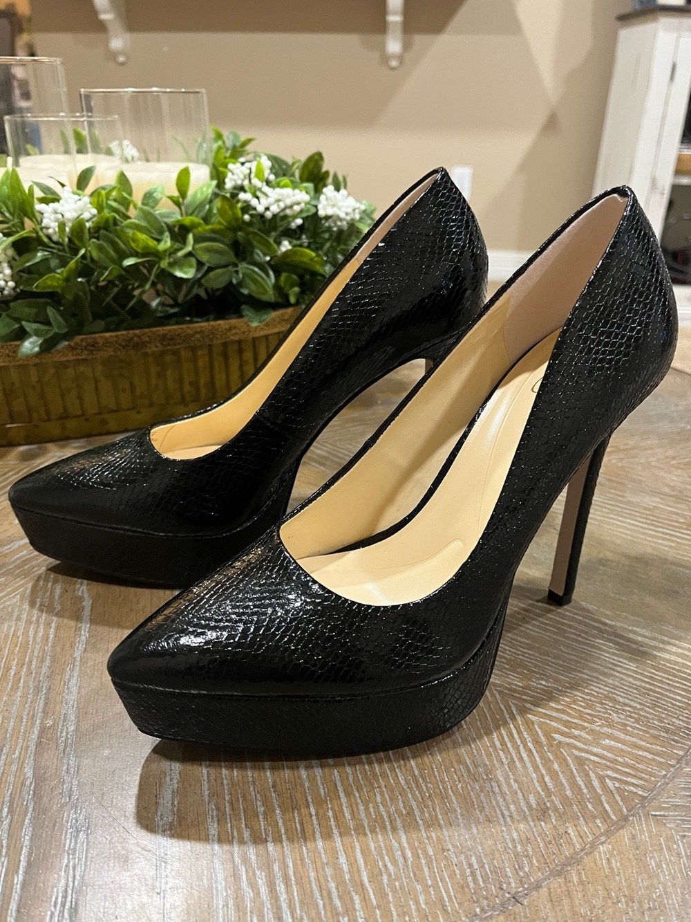 Jessica Simpson Black Snake-Embossed Platform Pump - Picture 11 of 15